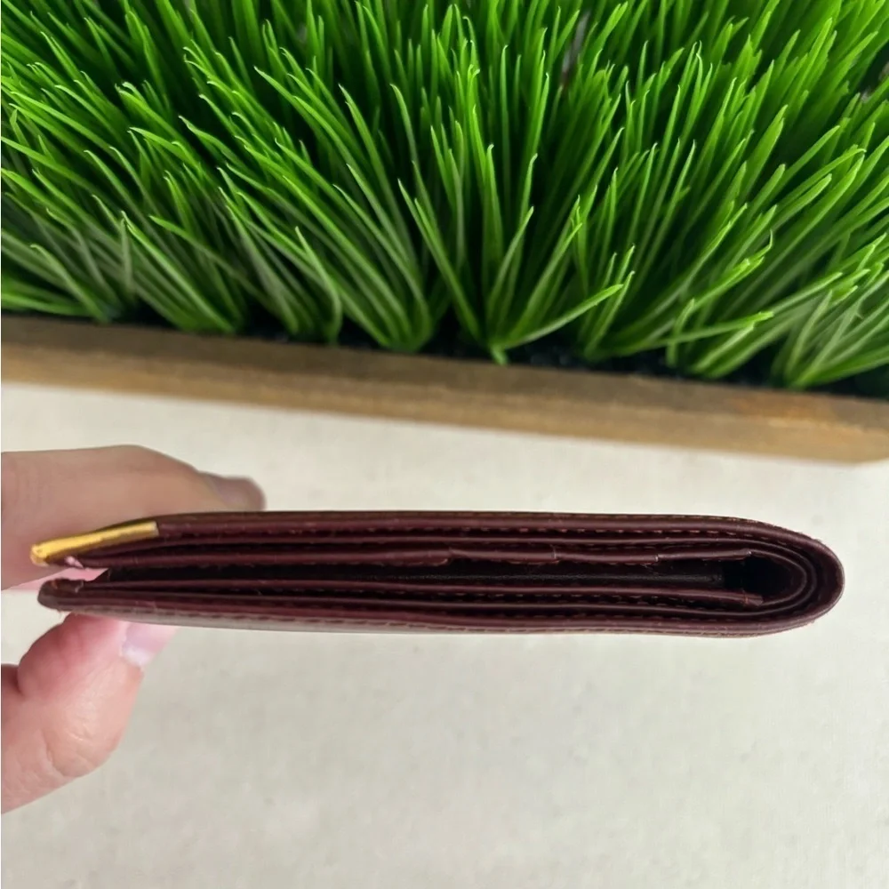 Cartier Vintage Burgandy Lambskin Leather Compact Wallet